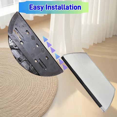 Easy installation of Replacement Mop Pads For Robot Vacuums, Washable Reusable Microfiber Soft Pads showing attachment process.