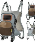 Fly Fishing Chest Pack Waterproof Tackle Backpack With Multiple Compartments Lightweight Ergonomic Pouch Converts To A Handy Workstation front and back view