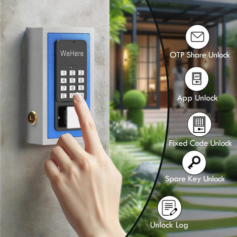 Smart Key Lock Box Wall Mount With Four Unlock Methods Password, One Time Link OTP, App Bluetooth Unlock, Fixed Time Password, And Optional Wi Fi Remote Access Bridge, A Handy Key Safe For Homes, Realtors, Apartments, Garages, And Stores