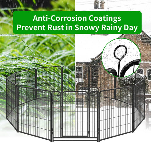 Outdoor Dog Playpen Extra Wide 12 Panel Fence Heavy Duty RustProof Coated with Doors 40 Inch Height Portable for RV Camping