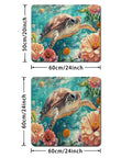 Oceanic Wildlife Washer And Dryer Top Protector Mat With Waterproof PU Leather And Anti Slip Rubber Backing Spill Proof Dust Cover For Laundry Room 20x24 Inches Durable Keepin It Clean featuring a sea turtle and flowers design.