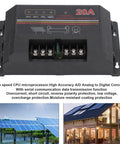 20 Amp 12 Volt Solar Discharge Controller With High Speed CPU Microprocessor And Multiple Protections For Solar Power Systems Street Lights And Ships Data Transmission Ready For Installation, front view