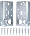 Garage Door Bottom Lifting Brackets Kit With Twelve M6 Mounting Bolts For Seven Sixteenth Inch Stem Heavy Duty Galvanized Steel Construction Residential Bottom Roller Brackets Left And Right Pair For Easy No Fuss Install, showing steel brackets and bolts.