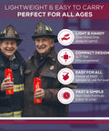 Two firemen holding Water Based 620ml Mini Fire Extinguishers 2 Pack For Home And Car Kitchen Boat And Truck Portable Fire Suppression