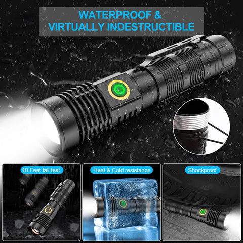 Beast Bright Rechargeable LED Tactical Flashlight with Battery 5 Lighting Modes Zoomable Waterproof Ideal For Camping And Hiking 2 Pack