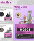 MG90S 9G Micro Servo Motor With Metal Gear For RC Cars Robots Helicopters And Arduino Projects Beefy Torque Image Display