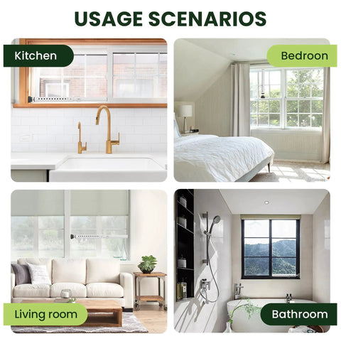 Adjustable Window Security Bar 11 To 18 Inches Portable Short Sliding Window Lock installed in kitchen, bedroom, living room, bathroom