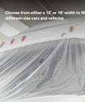 Car covered with High Density Plastic Sheeting Masking Film Tear Resistant and Durable Easy to Cut Static Cling for Paint Overspray