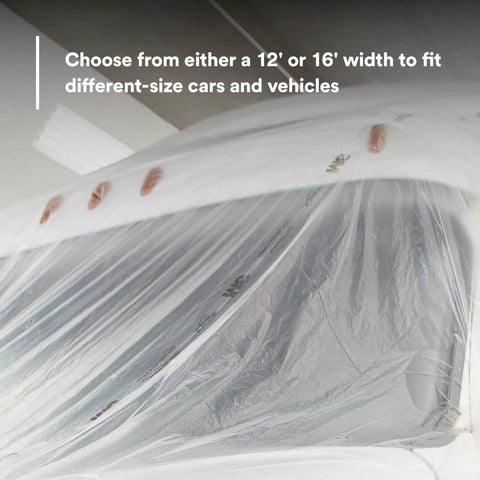 Car covered with High Density Plastic Sheeting Masking Film Tear Resistant and Durable Easy to Cut Static Cling for Paint Overspray