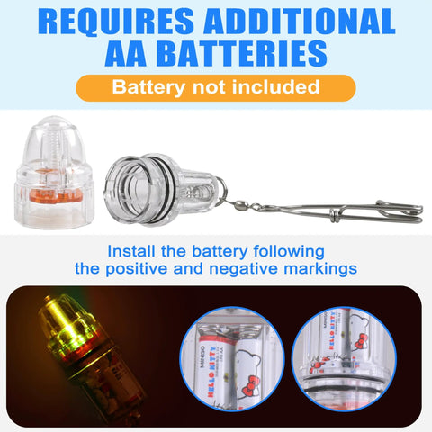 Super Bright 4.3 Inch LED Fishing Light For Night Fishing With Clip Waterproof Underwater Lamp, battery not included