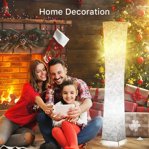 61 Inch Tall Floor Lamp With Remote, Modern Column LED Floor Light, 10 Dimmable Color Temperatures 2700K To 6500K, in living room holiday setting