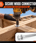 Securing wood with Bulk 50 Pack Half Inch By Six Inch Lag Screws With Washers Hot Dip Galvanized Heavy Duty Exterior Wood Screws
