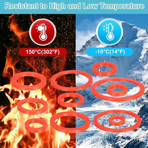 Get Your Hands On This Awesome 12 Piece Silicone Flat Washer Kit DN15 1/2 Inch Flexible O Ring Sealing Ring In Vibrant Red for high and low temperature resistance.