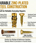 Short 6x14mm Expansion Screw Set For DIY Cabinet Hinge Repairs And Wood Fixes, Metal Anchor Screws, zinc-plated steel construction