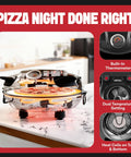 14 Inch Electric Indoor Pizza Oven With Stone For Crispy Crust Pizza Heats To 800F And Cooks In Under 6 Minutes on a countertop