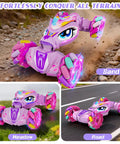Pink Gesture Sensing Remote Control Car for Kids Age 6 to 12 4WD Hand Controlled Stunt RC Car on sand, meadow, and road.