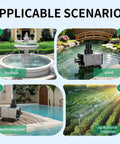 Various uses of No Sweat Hella Smooth Variable Frequency Submersible Pump For Pond Aquarium Or Fountain Setup in fountain, pond, swimming pool, and irrigation.