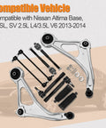 Front Suspension Kit For Nissan Altima 2013 2014 10 Piece Replacement Front End Parts Set Designed To Restore Ride Comfort Handling And Stability With Quality Components For A Smooth Confident Drive. compatible parts laid out