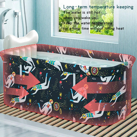 Portable Foldable Bathtub Kit for Adults Easy Setup Soaking Bath Tub Space Saving Standing Spa Tub in bathroom setting