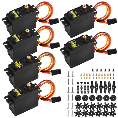 Six Pack MG996R Metal Gear Digital Servo Motor High Speed Torque For JR RC Helicopter Car Boat And Robot, voltage details shown