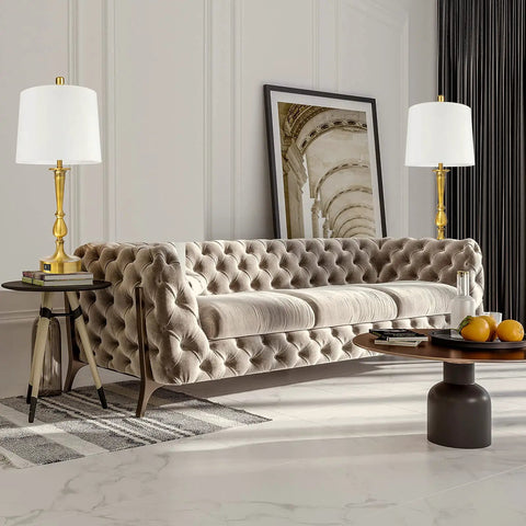 Set Of 2 Touch Control Table Lamps With USB Charging Ports, 3 Way Dimmable, Modern Nickel And Gold Finish, White Fabric Drum Shades in living room