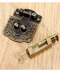Two Pack Antique Bronze Cabinet Hinges With Lock Latch Hasps For Vintage Wooden Boxes And Cupboards, durable hardware