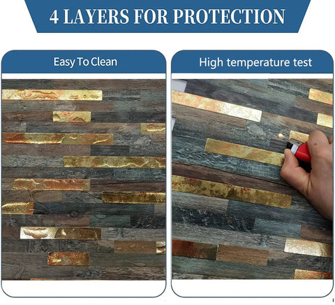Peel And Stick Backsplash Tiles 10 Sheet Set PVC Metal Look Self Adhesive in heat test and easy clean demonstration