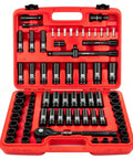 Beast Half Inch Drive Impact Socket Set 72 Piece Includes 6 And 12 Point Sockets Deep And Shallow Cr V Steel Metric And SAE Open Case