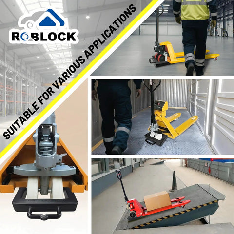 Heavy Duty Rubber Pallet Jack Chocks 2 Pack Solid Anti Roll Wheel Stops That Keep Your Rig Locked Down Tight While Running Loads Around The Warehouse Without Any Funny Business