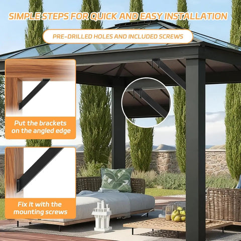 Beefy 45 Degree Corner Bracket Set For Pergolas And Outdoor Structures Rugged Steel Black Mounting Brackets For Gazebos Treehouses And Patios Easy Install Built Tough For Weather Resistant