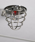 2 Pack Heavy Duty Fire Sprinkler Head Guard Cage For Standard 1/2 And 3/4 Inch NPT Upright Or Pendant Heads featuring a metal cage on a ceiling.