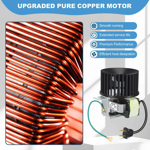 High Airflow Replacement Motor Assembly For Bathroom Exhaust Fans Ultra Quiet Upgrade Compatible With Models 9417 9417D 9417DN showing copper wiring and motor unit