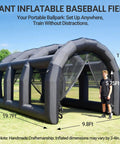 Inflatable batting cage for baseball with blower, durable backyard practice tent for baseball and softball hitting and pitching.