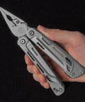 Person holding the Fortitude BF 206 17 In 1 Stainless Steel EDC Multi Tool Pocket Knife With Nylon Sheath for camping and everyday carry.