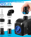 1600GPH Submersible Water Pump For Ponds And Aquariums With 100W Motor Easy Setup Waterfall Fountain Pump Kit with various nozzles