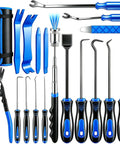 18 Piece Auto Trim And Fastener Removal Tools Set with blue prying tools, magnetic pickup tool, and clip pliers for cars