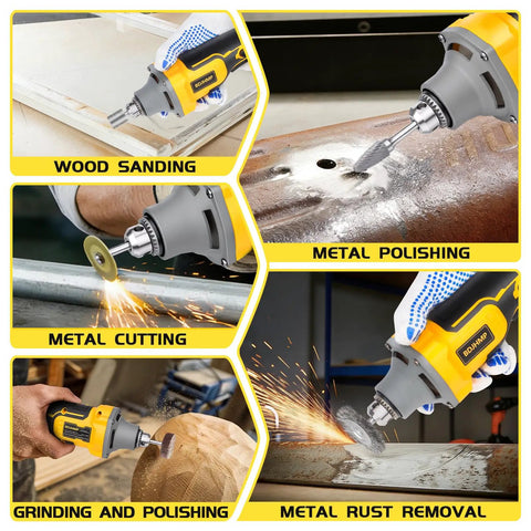 Compatible With 20 Volt Power Batteries This Smooth Operator Cordless Die Grinder in action for wood sanding and metal polishing.