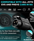 Level 2 EV Charger 40 Amp 240V J1772 For Non Tesla EVs With 25 Ft Cable showcasing plug and rubberized handle.