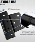 Heavy Duty 3.5 Inch Gate Hinges With Extra Thick Straps for flexible wood gate use, 270-degree rotation feature shown.