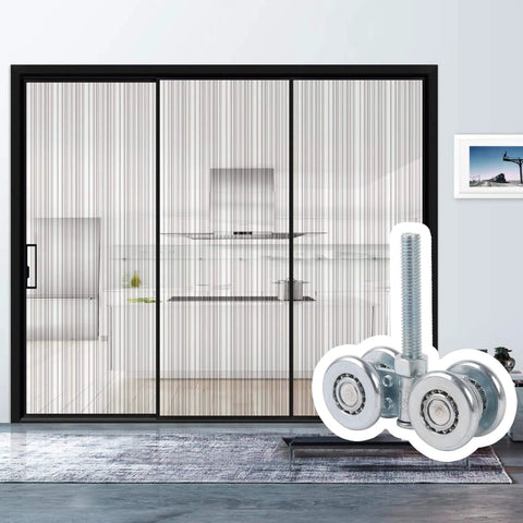 46mm Steel Sliding Door Rail Hanging Trolley Wheel For Track Hardware H4 3 Roller Wheel Set Built To Last And Smooth For Indoor And Kitchen Doors