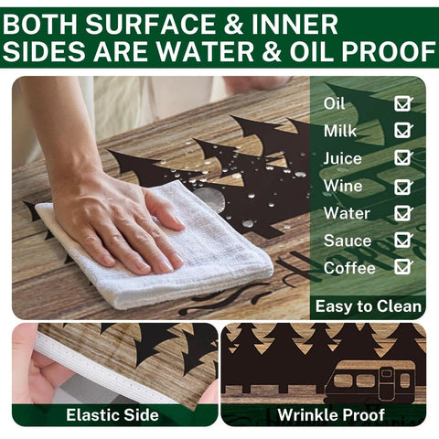 Cleaning Essential Outdoor Picnic Table Cover Set With Bench Covers; waterproof, wrinkle-proof, elastic sides shown.