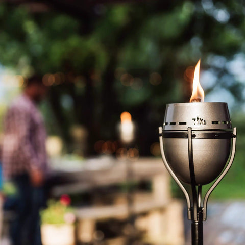 65 Inch Outdoor Torch With Amped Up Extra Large Flame For Patio Garden Lawn And Backyard Weather Resistant Silver Torch with flame