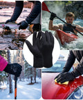 Collage showing 3mm Neoprene Five Finger Waterproof Diving Gloves in action; kayaking, fishing, hiking, car cleaning.