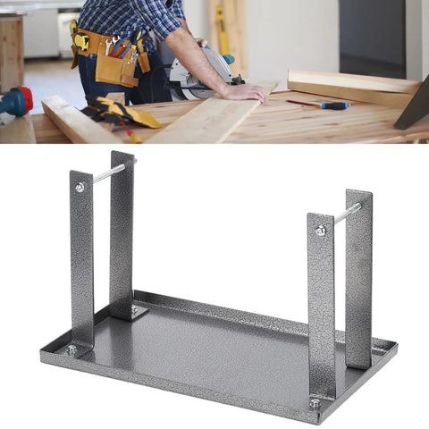 Hella Sturdy Electric Planer Stand With Heavy Gauge Aluminum Bracket Table For Woodworking Shops shown from side angle with flat surface.