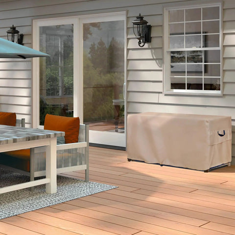 Waterproof Outdoor Patio Deck Box Storage Bench Cover For Fire Pit Table 54x28 Inches Heavy Duty 600D Polyester With Dual Air Vents