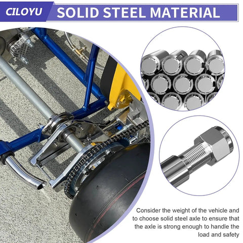 Beefed-Up Heavy Duty Steel 44 Inch Go Kart Live Axle Kit With 1 Inch Bore And 3/4 Inch Step Down Ends installed on go-kart