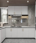 Modern kitchen with 10 pack 5 inch knurled brushed brass cabinet handles for kitchen cabinets and drawers gold tone hardware