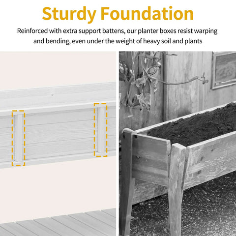 Raised Garden Bed On Wheels With Legs And Lockable Casters, Weather Resistant HDPE Elevated Planter Box, sturdy wooden design.
