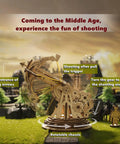 3D Wooden Catapult Kit For Adults, DIY Mechanical Puzzle Model with rotating mechanism on grass display