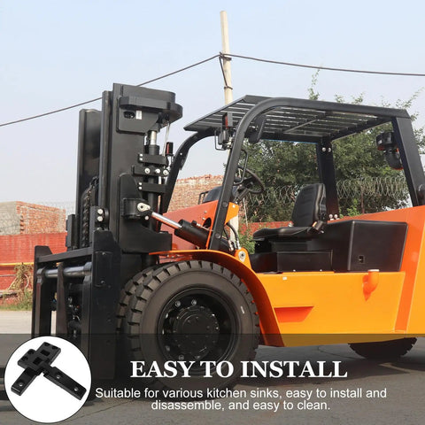 Orange forklift with rugged heavy duty forklift hood hinge kit 2 pack for smooth operation and easy maintenance displayed.